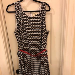 Beautiful black/white dress with red belt. Size 20
